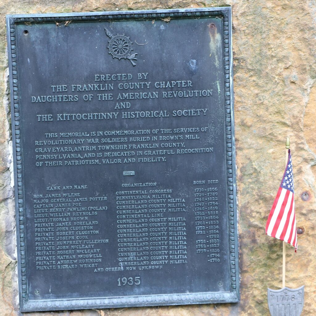REVOLUTIONARY WAR SOLDIERS BURIED IN BROWN’S MILL GRAVEYARD MEMORIAL PLAQUE