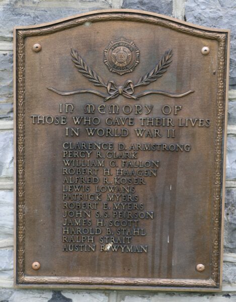 MERCERSBURG SUPREME SACRIFICE WORLD WAR II MEMORIAL PLAQUE