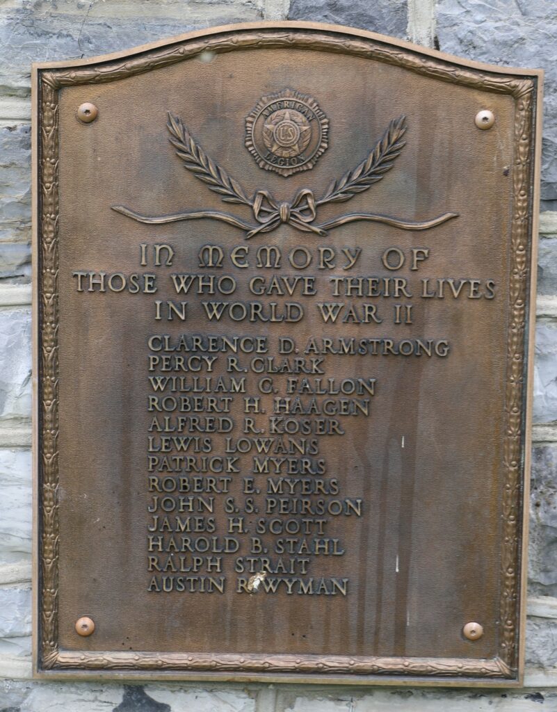 MERCERSBURG SUPREME SACRIFICE WORLD WAR II MEMORIAL PLAQUE