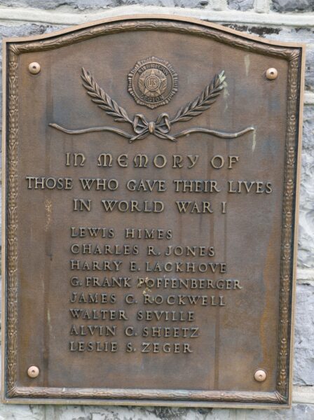 MERCERSBURG SUPREME SACRIFICE WORLD WAR I MEMORIAL PLAQUE