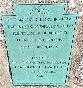 THE AMERICAN LIGHT INFANTRY REVOLUTIONARY WAR MEMORIAL PLAQUE