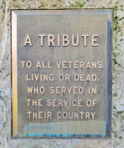 A TRIBUTE TO ALL VETERANS MEMORIAL PLAQUE