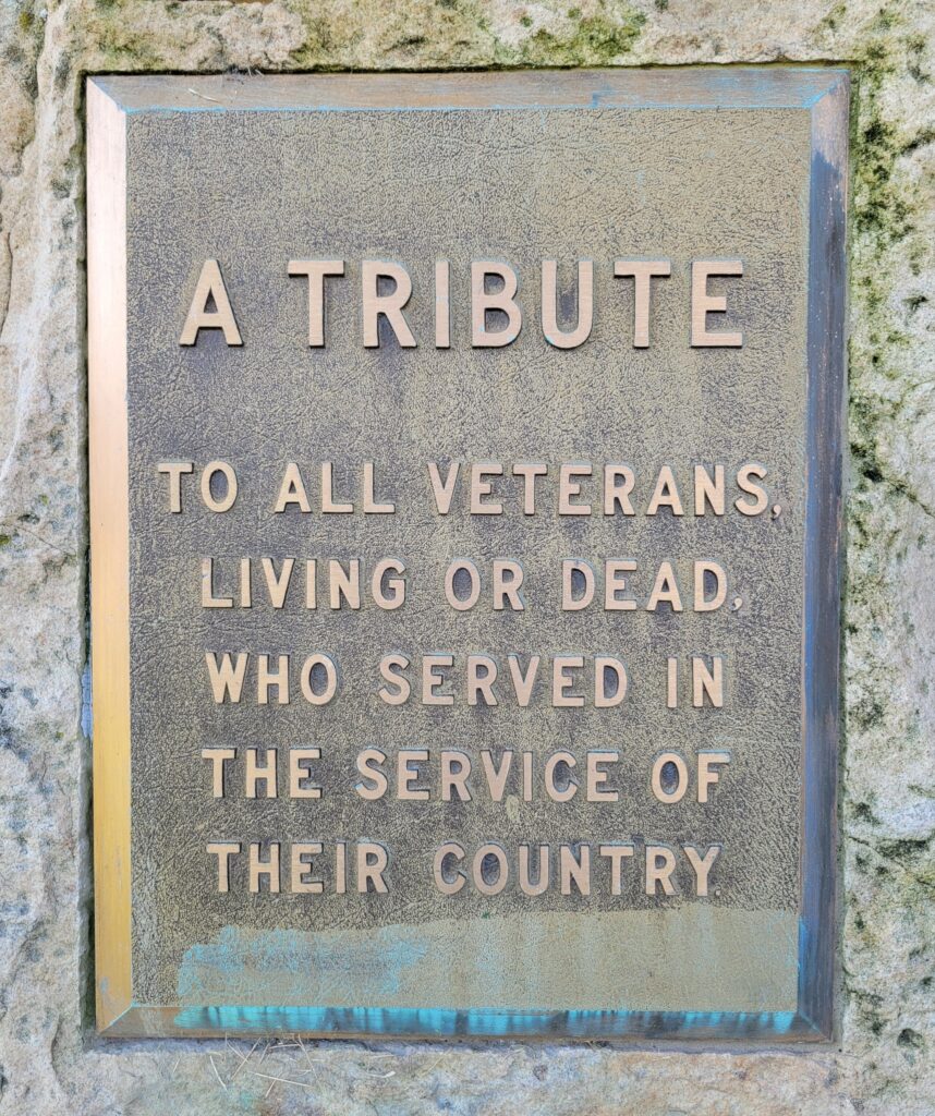A TRIBUTE TO ALL VETERANS MEMORIAL PLAQUE