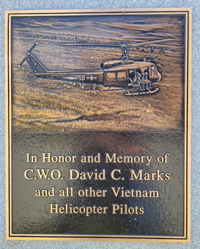 C.W.O. DAVID C. MARKS WAR MEMORIAL PLAQUE