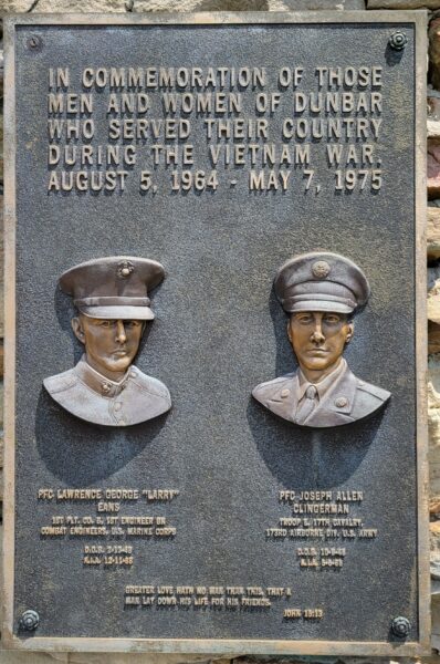 DUNBAR VIETNAM WAR MEMORIAL PLAQUE