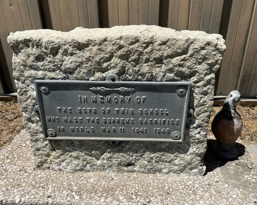 THE BOYS OF THIS SCHOOL SUPREME SACRIFICE WORLD WAR II MEMORIAL PLAQUE
