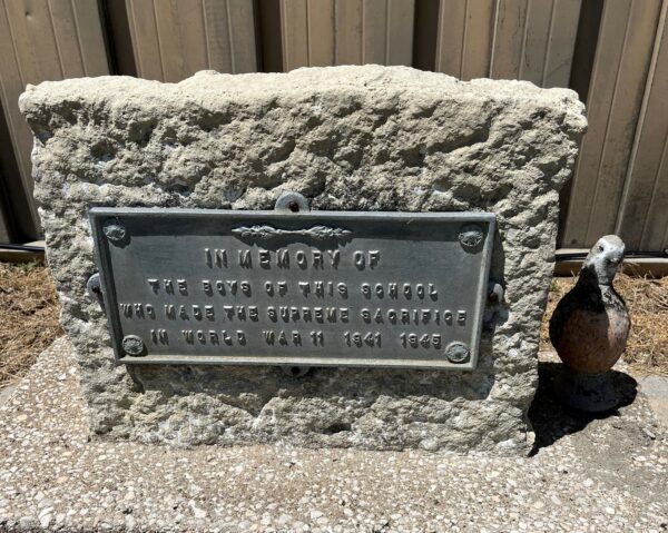 THE BOYS OF THIS SCHOOL SUPREME SACRIFICE WORLD WAR II MEMORIAL PLAQUE