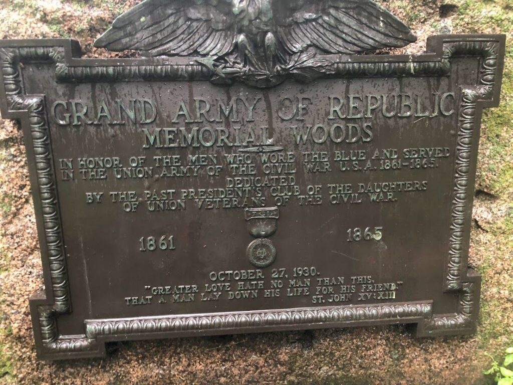 GRAND ARMY OF THE REPUBLIC MEMORIAL WOODS PLAQUE