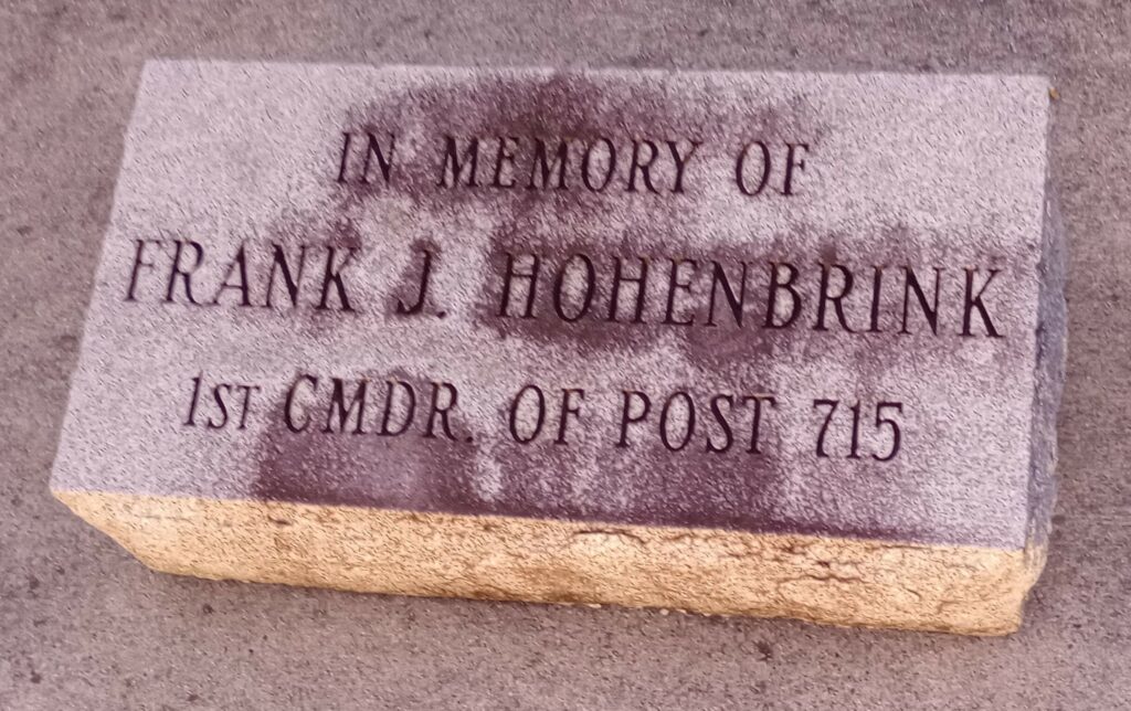 FRANK J. HOHENBRINK WAR MEMORIAL STONE