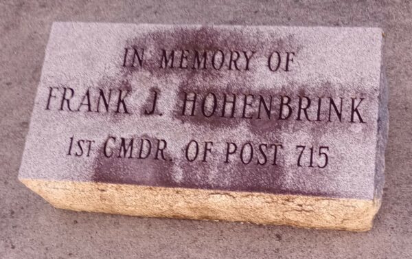 FRANK J. HOHENBRINK WAR MEMORIAL STONE