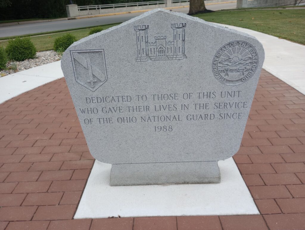 OHIO NATIONAL GUARD VETERANS  MEMORIAL FRONT