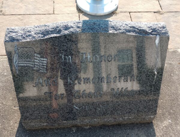 HANNEMAN FUNERAL HOME VETERANS MEMORIAL FLAGPOLE STONE