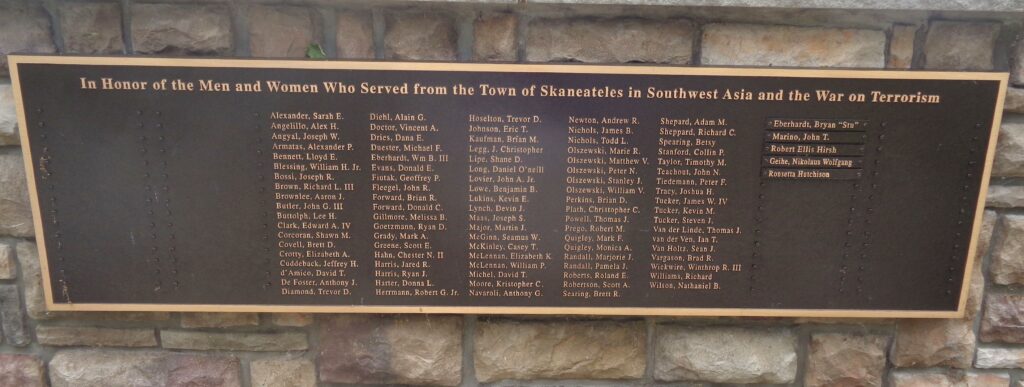 TOWN OF SKANEATELES SOUTHWEST ASIA AND WAR ON TERRORISM MEMORIAL PLAQUE