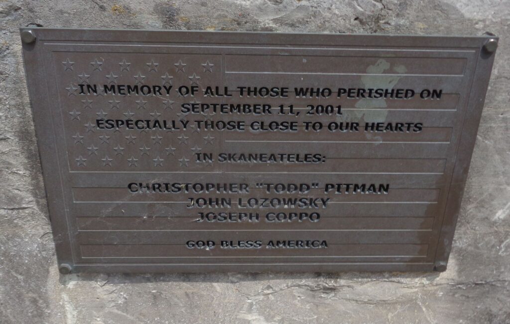 SKANEATELES SEPTEMBER 11, 2001 MEMORIAL PLAQUE