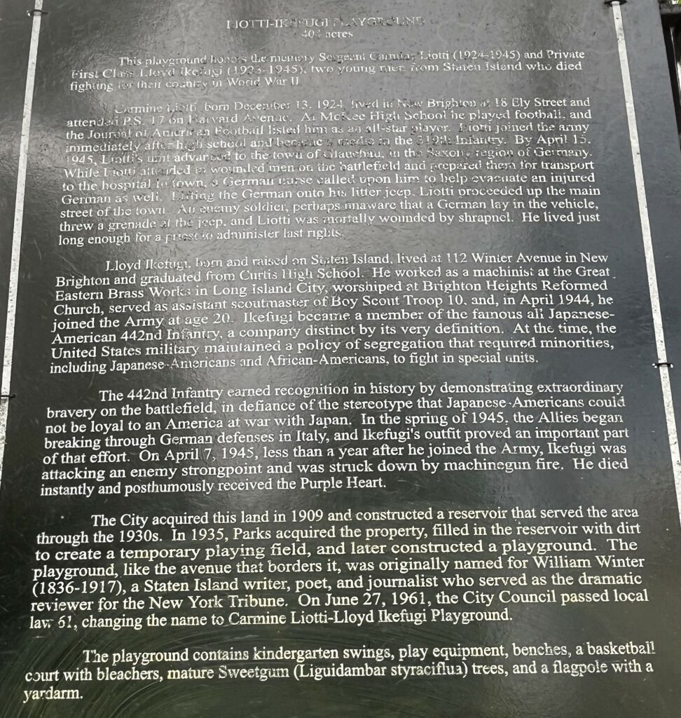 LIOTTI-IKEFUGI PLAYGROUND MEMORIAL MARKER