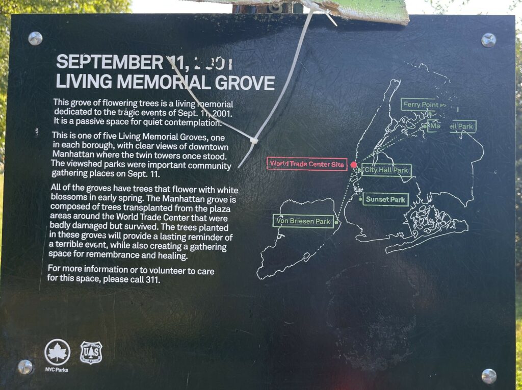 BROOKLYN SEPTEMBER 11, 2O01 LIVING MEMORIAL GROVE MARKER