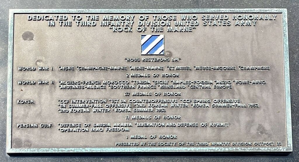 MARCH AIR RESERVE BASE THIRD INFANTRY DIVISION MEMORIAL PLAQUE