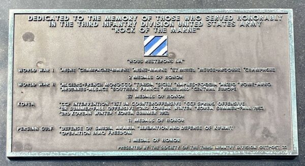 MARCH AIR RESERVE BASE THIRD INFANTRY DIVISION MEMORIAL PLAQUE