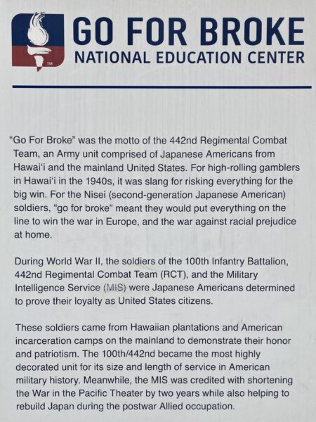 GO FOR BROKE WAR MEMORIAL PLAQUE