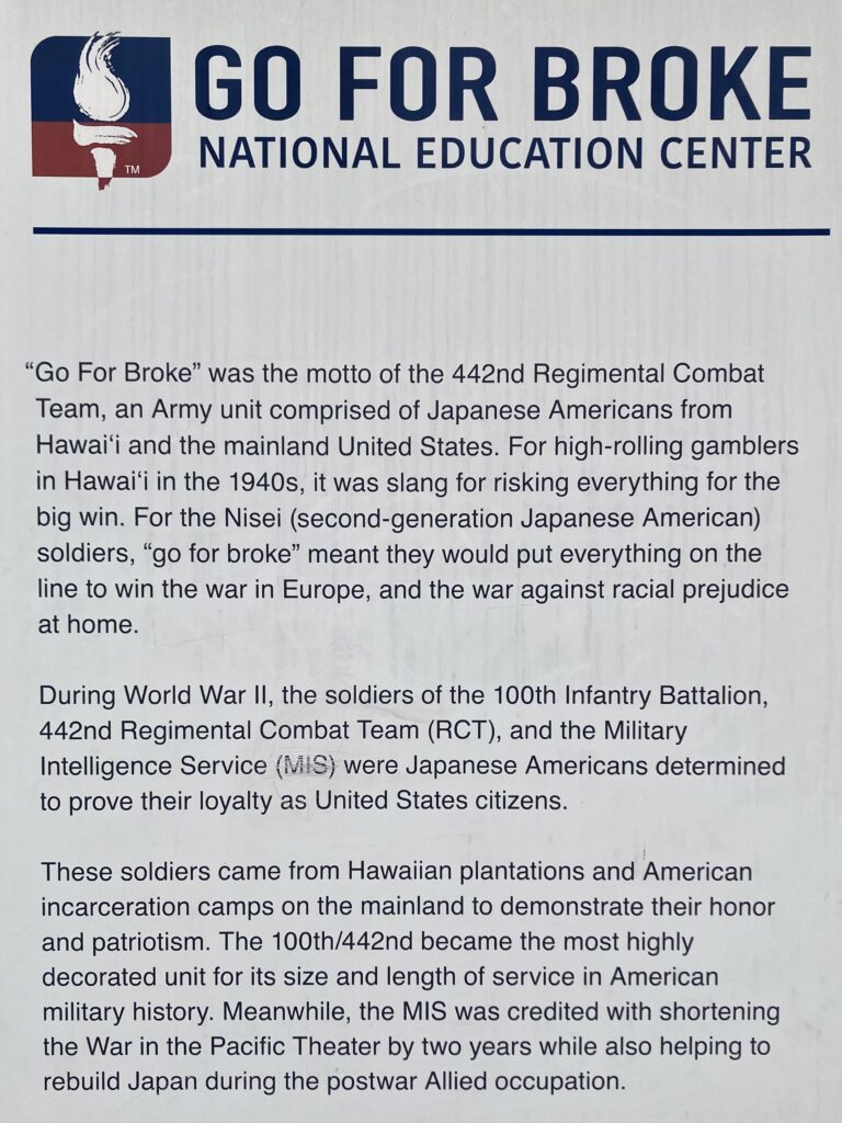 GO FOR BROKE WAR MEMORIAL PLAQUE