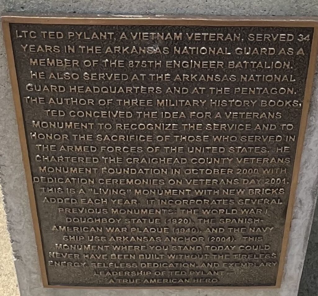 LTC TEDDY W. PYLANT WAR MEMORIAL PLAQUE