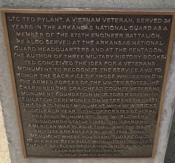 LTC TEDDY W. PYLANT WAR MEMORIAL PLAQUE