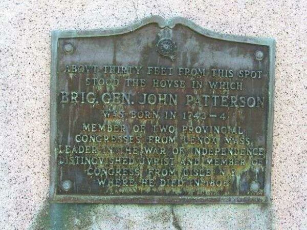 BRIG. GEN. JOHN PATTERSON HOUSE MEMORIAL PLAQUE