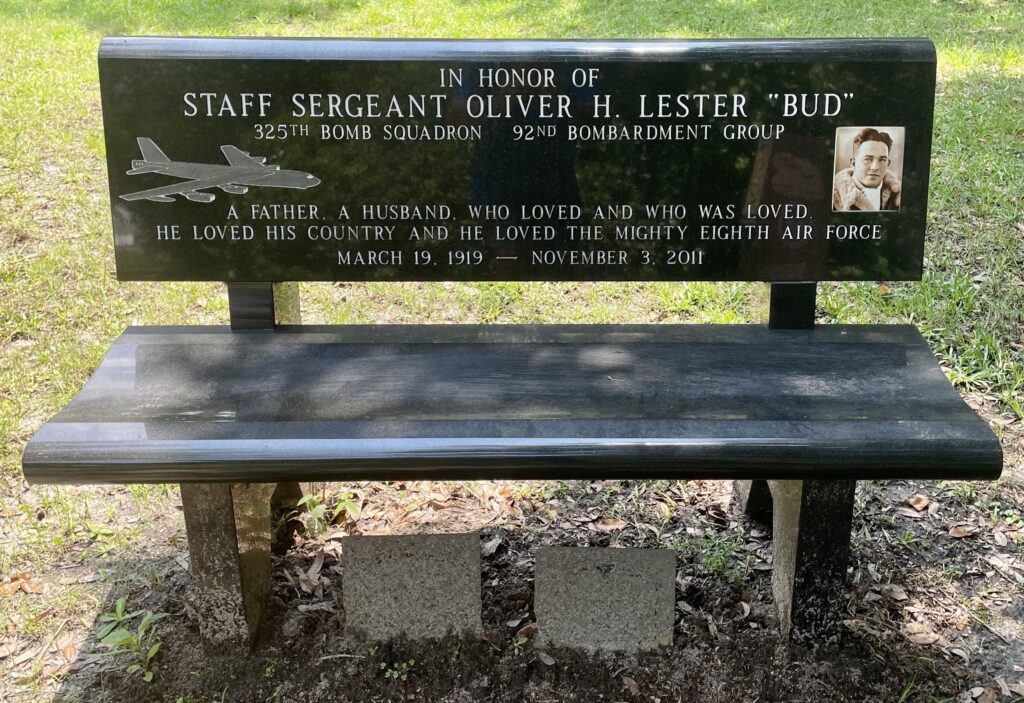 STAFF SERGEANT OLIVER H. LESTER “BUD” WAR MEMORIAL BENCH