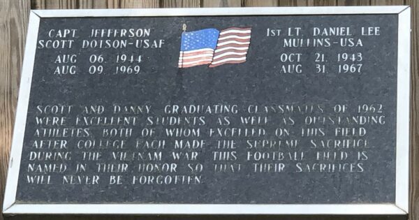 DOTSON-MULLINS MEMORIAL FIELD PLAQUE