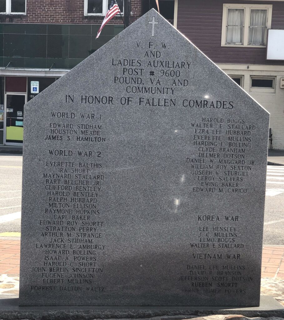 V.F.W. POST 9600 WAR VETERANS MEMORIAL BACK