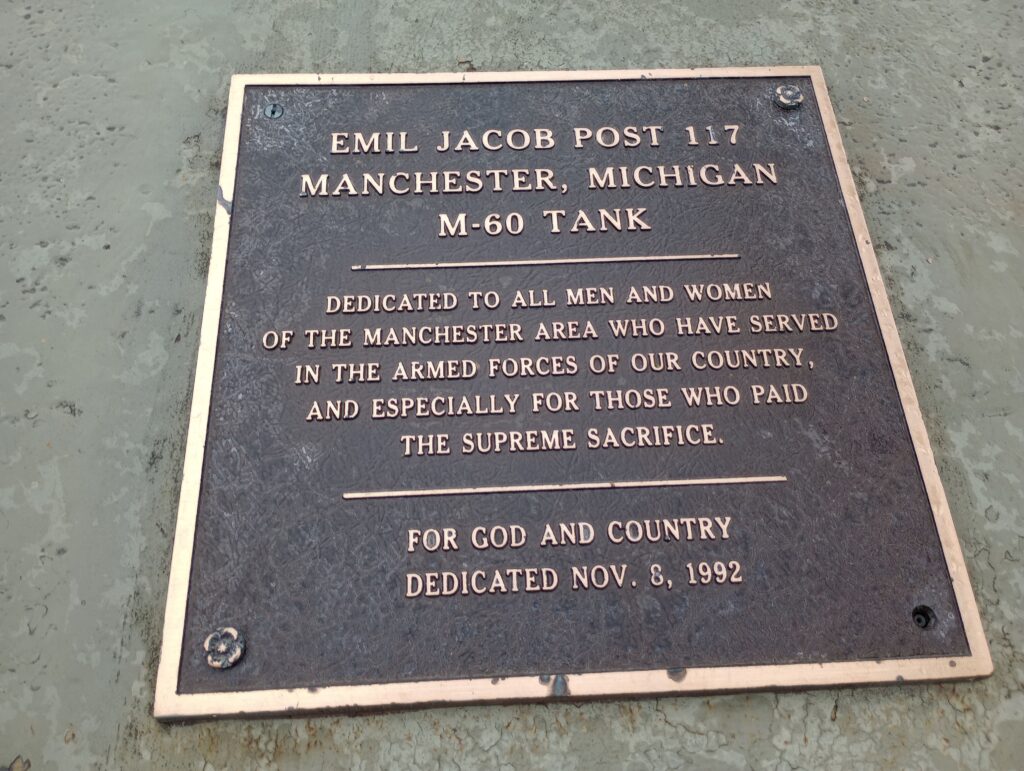 EMIL JACOB POST 117 M-60 TANK WAR MEMORIAL PLAQUE