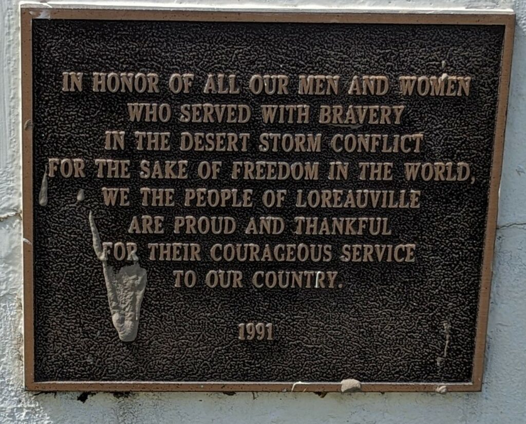 LOREAUVILLE, LOUISIANA OUR HERO DEAD WAR MEMORIAL PLAQUE D