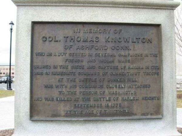 COL. THOMAS KNOWLTON WAR MEMORIAL PLAQUE