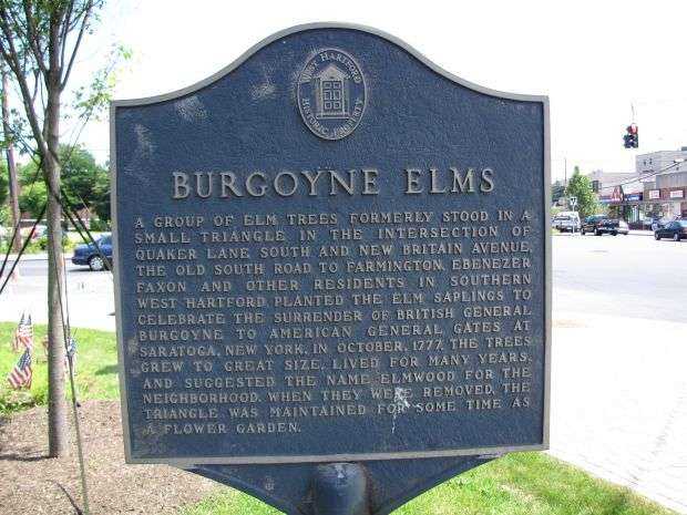 BURGOYNE ELMS REVOLUTIONARY WAR MEMORIAL MARKER