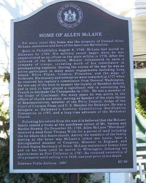 HOME OF ALLEN MCLANE MEMORIAL MARKER