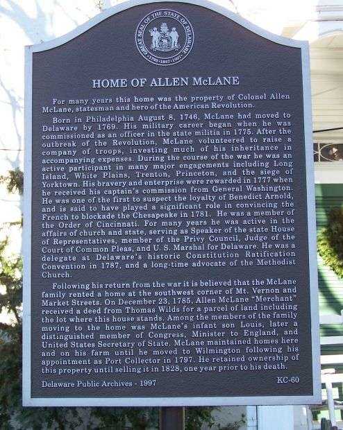 HOME OF ALLEN MCLANE MEMORIAL MARKER