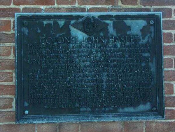 COLONEL JOHN HASLET WAR MEMORIAL PLAQUE