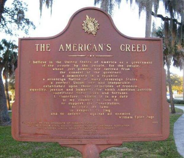 THE AMERICAN’S CREED MEMORIAL MARKER