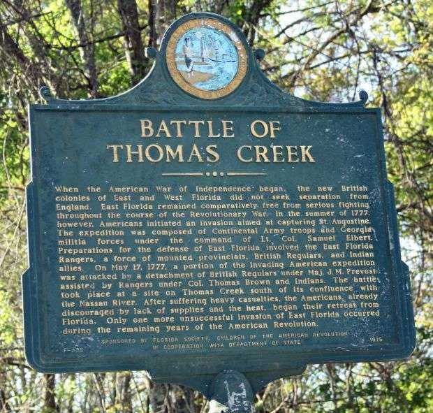 BATTLE OF THOMAS CREEK MEMORIAL MARKER