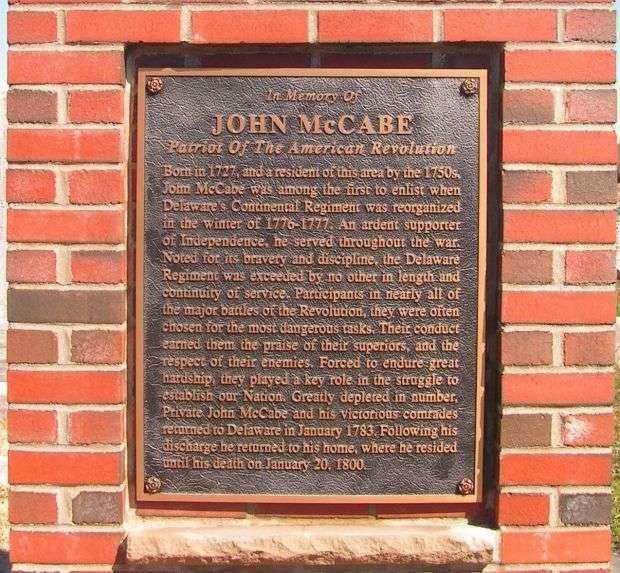 JOHN MCCABE REVOLUTIONARY WAR MEMORIAL PLAQUE