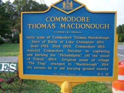 COMMODORE THOMAS MACDONOUGH MEMORIAL MARKER