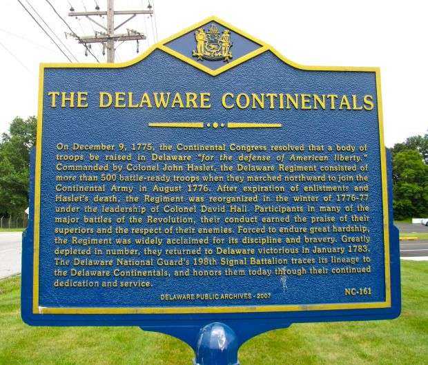 THE DELAWARE CONTINENTALS WAR MEMORIAL MARKER