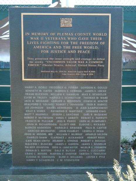 PLUMAS COUNTY WORLD WAR II VETERANS MEMORIAL