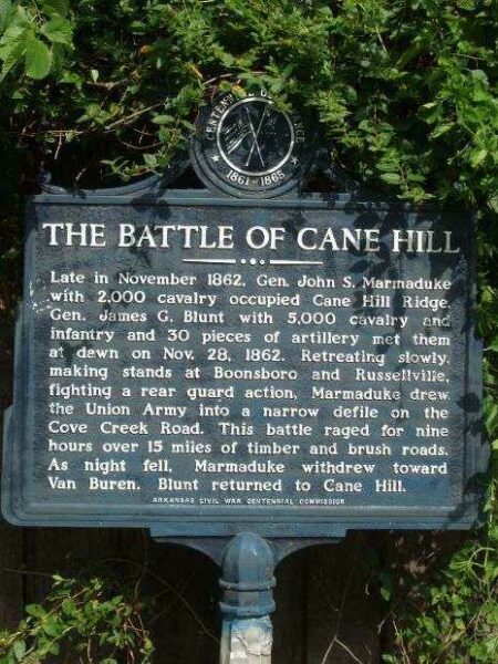 THE BATTLE OF CANE HILL MEMORIAL MARKER