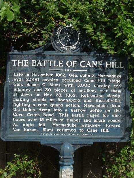 THE BATTLE OF CANE HILL MEMORIAL MARKER