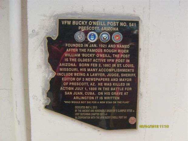 VFW BUCKY O’NEILL POST NO. 541 MEMORIAL PLAQUE