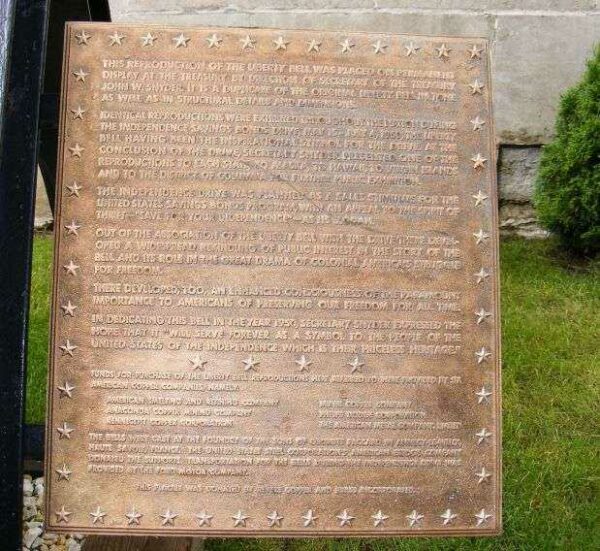 ALASKA LIBERTY BELL REPRODUCTION PLAQUE