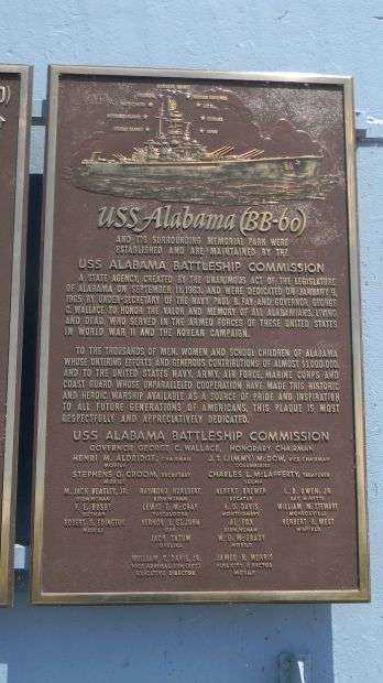 USS ALABAMA (BB-60) MEMORIAL PLAQUE