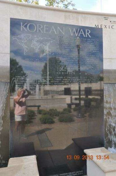 MADISON COUNTY MEMORIAL FOUNTAINS KOREAN WAR PLAQUE