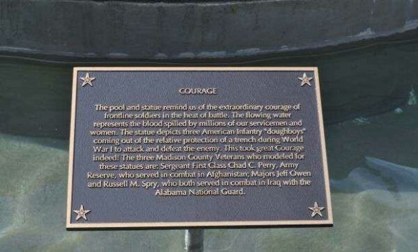MADISON COUNTY MEMORIAL FOUNTAINS COURAGE PLAQUE